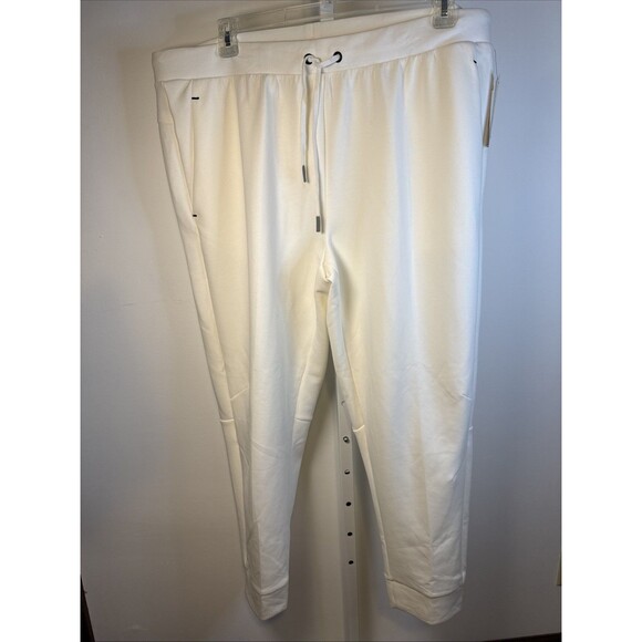 NEW 2-Men's Athletic Works Jogger Sweatpants XXL White  Blue Trim 2 Pair - Picture 3 of 13